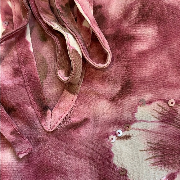 Spiegel Floral silk pink blouse sequins M - Picture 6 of 7